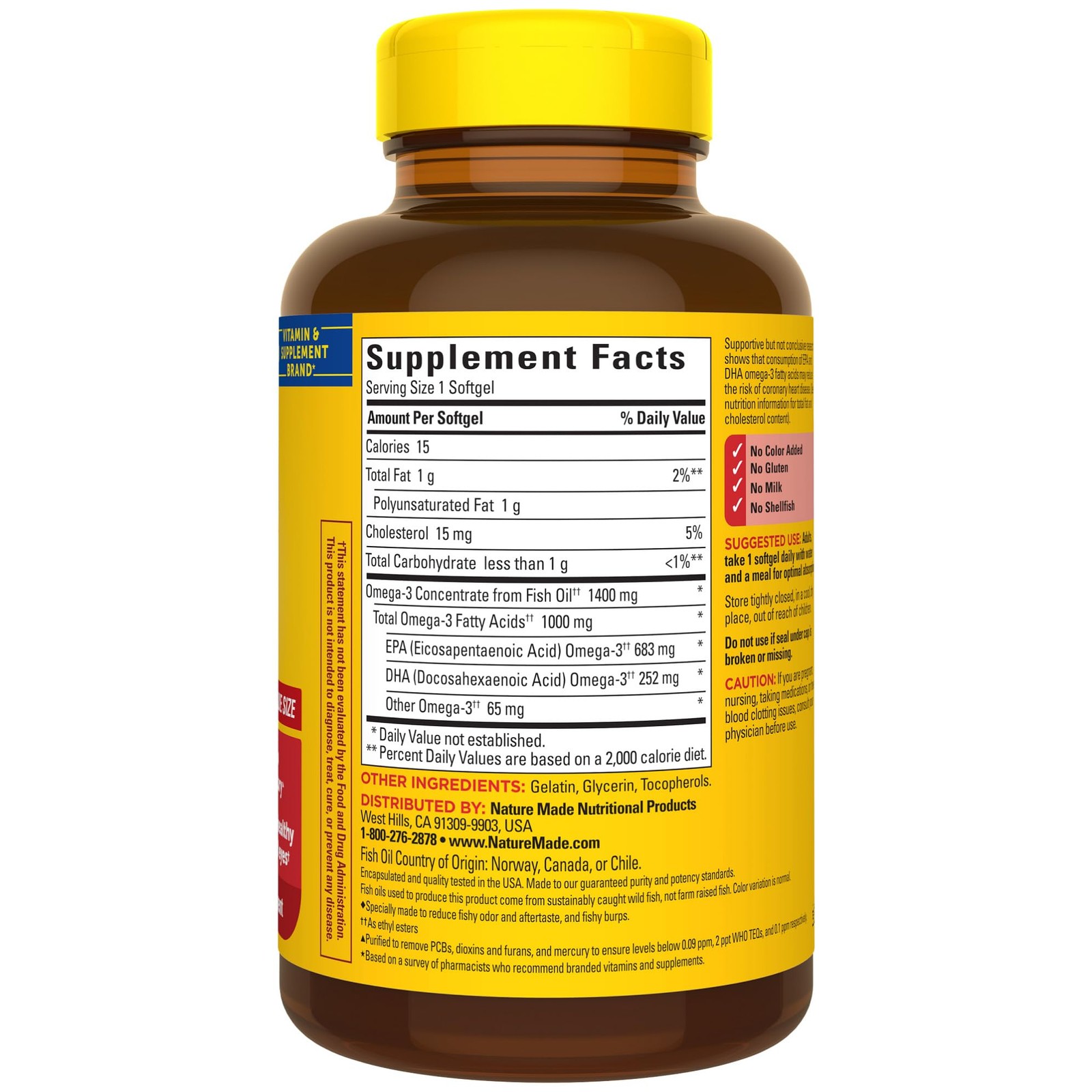 Nature Made Ultra Omega 3 Fish Oil 1400 mg Softgels 90 Count Burp Less