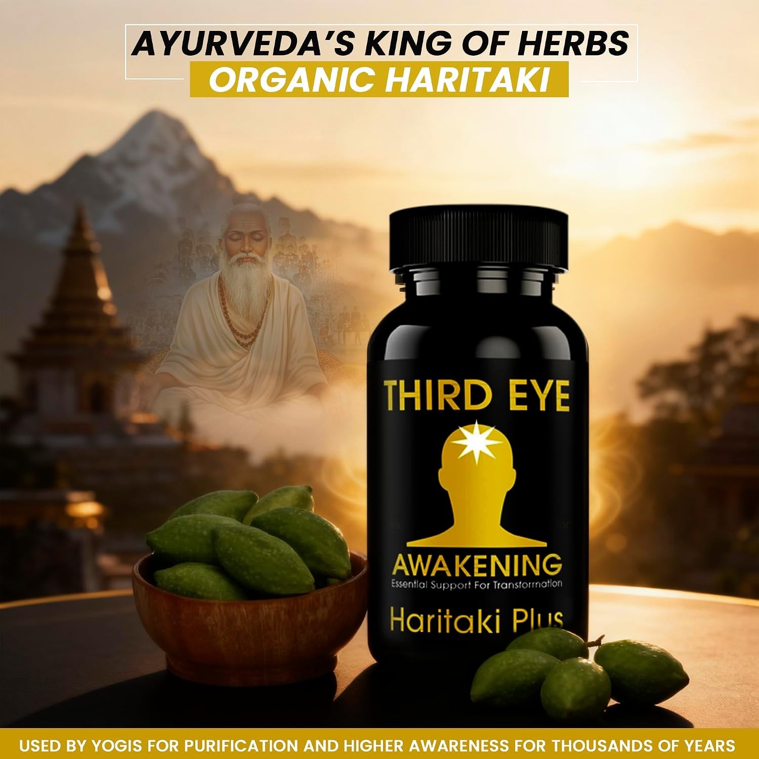 Third Eye Awakening – Organic Haritaki Capsules- Kailash Herbals-100 Capsules