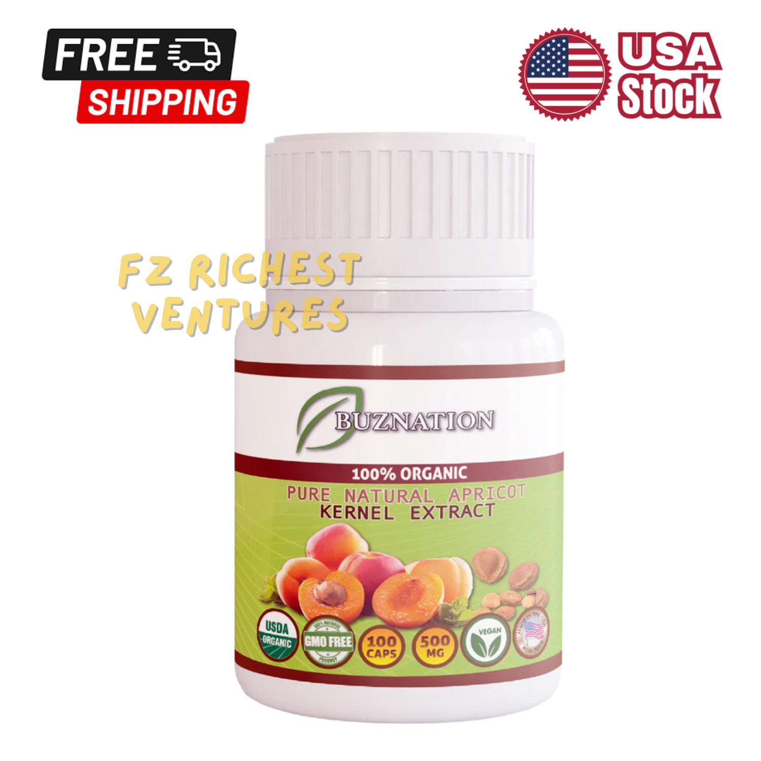 Organic Apricot Extract Boosts Metabolism & Healthy Skin 500mg 100 Caps USA Ship
