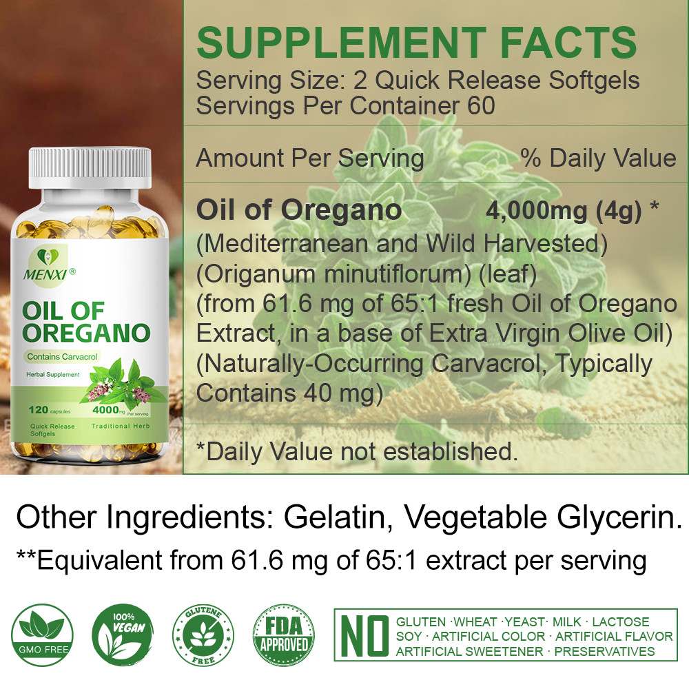 Oil of Oregano Capsule 4000mg – Digestive Health, Immune Support With Carvacrol