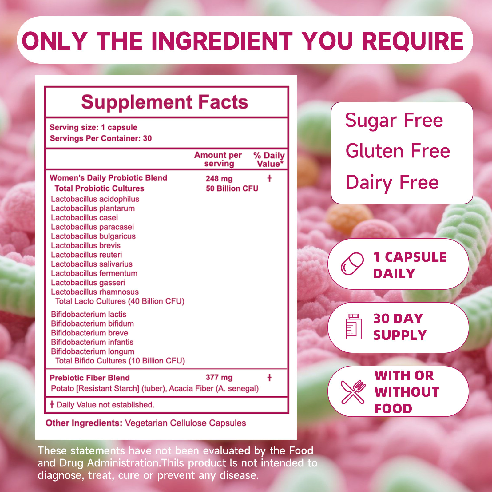 Women’s Probiotics 50 Billion CFU 16 Probiotic Strains Digestive, Vaginal Health
