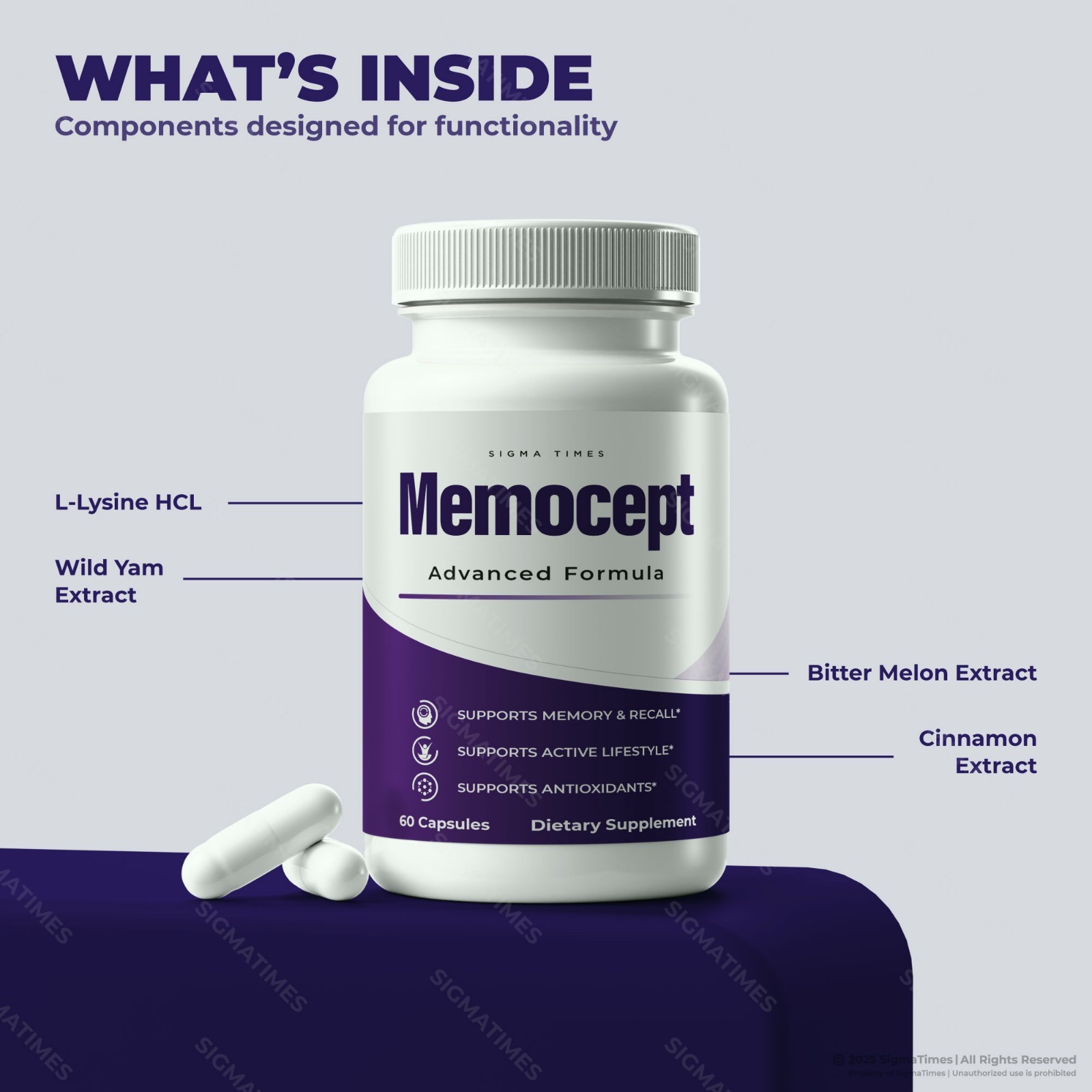 Memocept Capsules, Advanced Formula for Brain Health & Memory Support – 3 Pack