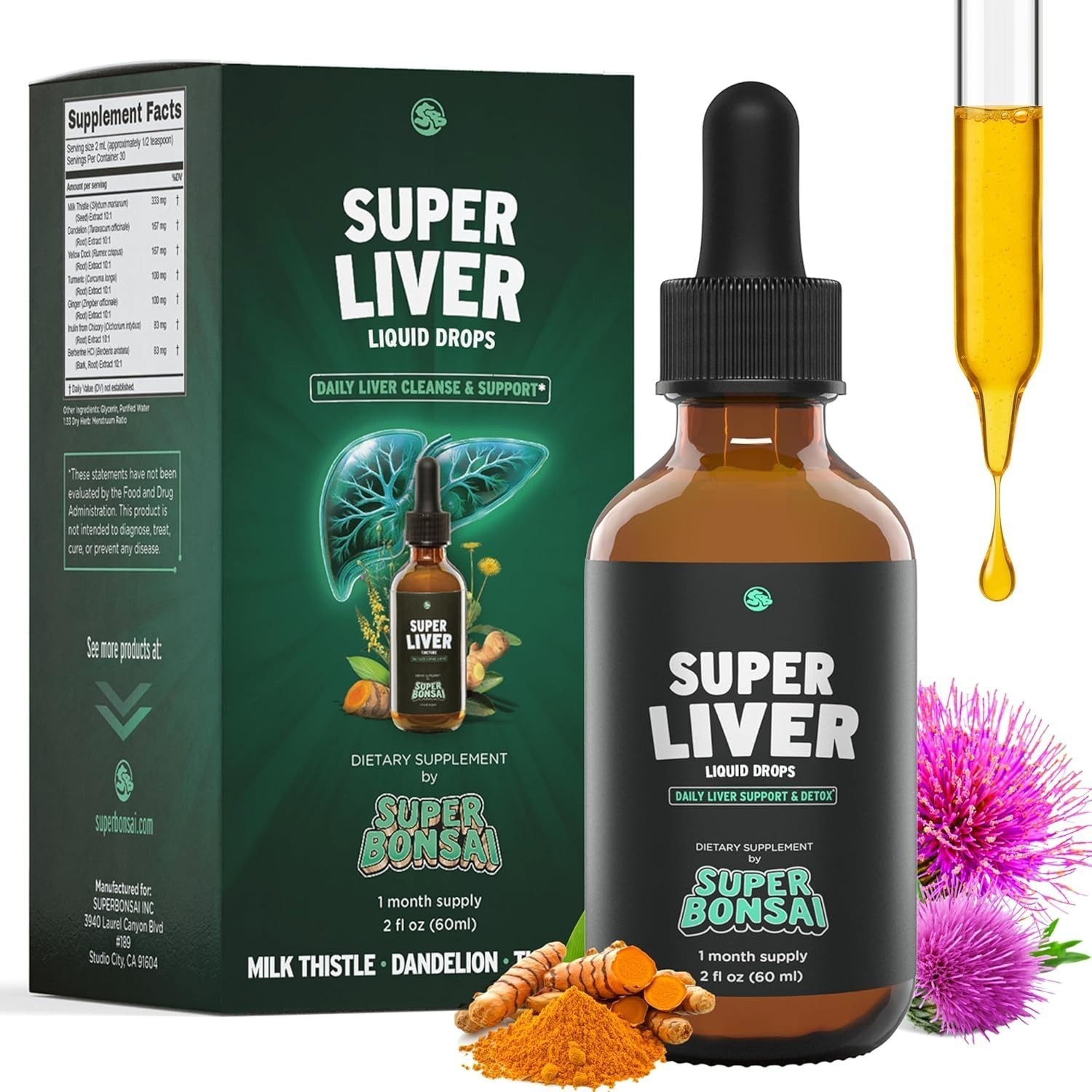 SuperBonsai Super Liver Support with Milk Thistle – Cleanse Detox & Repair Aid