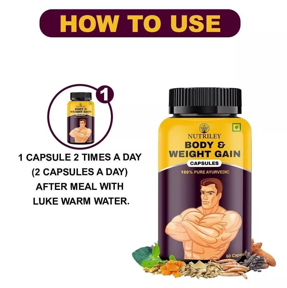 BODY GROW Fast Weight Gain Pills Muscle Gainer 60 WEGHT GAIN CAPSULES FOR – Men