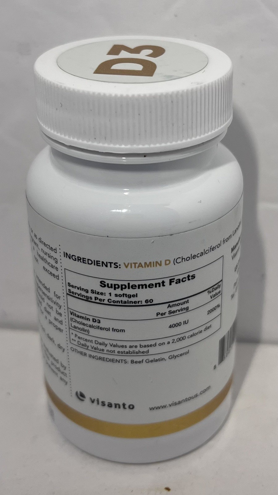 Visanto Vitamin D3 From Lanolin 4000lU -60capsules 2pack-exp03/26
