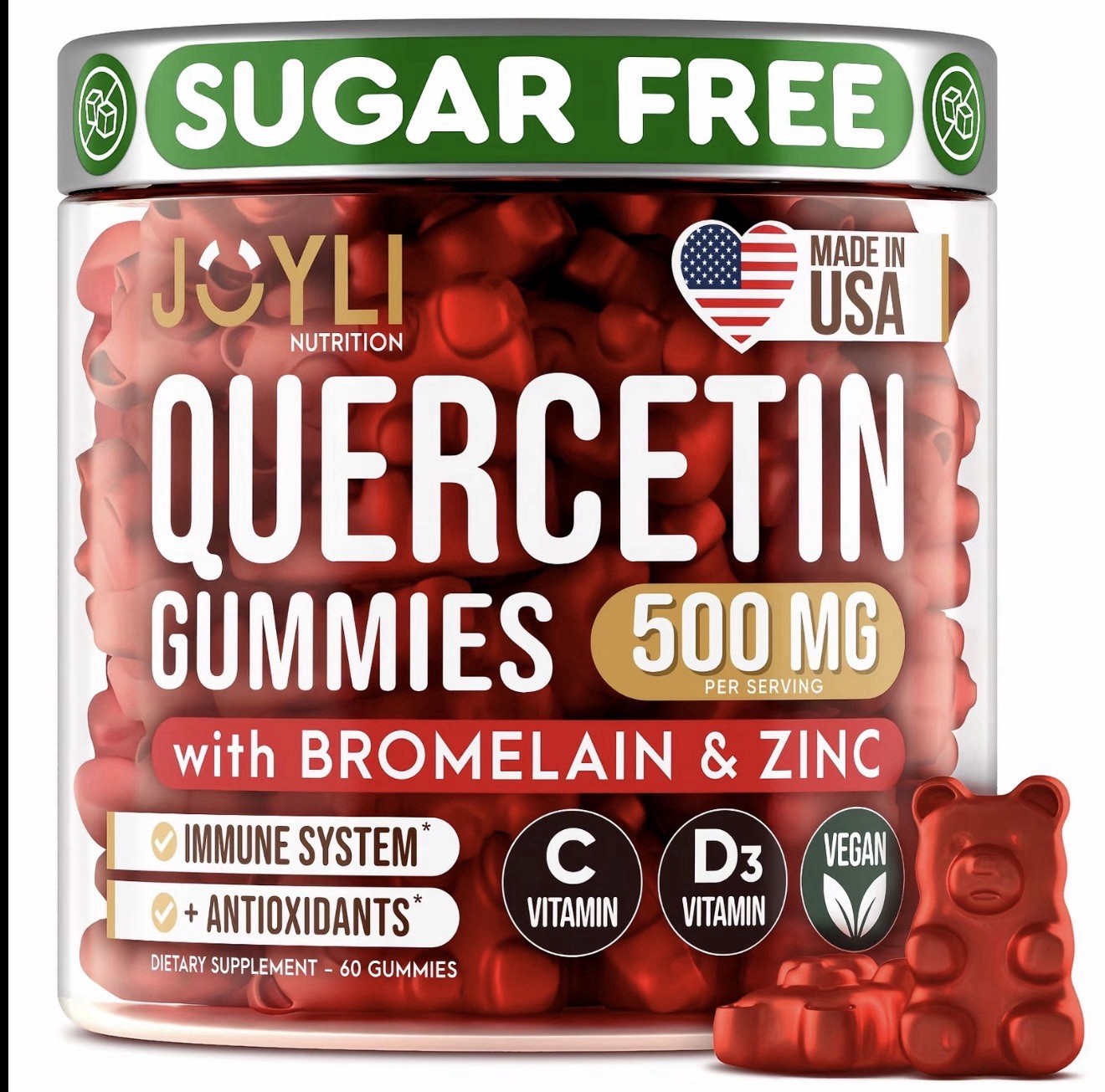 JOYLI Quercetin Gummies – Quercetin with Bromelain Zinc Vitamin C & Vitamin D…