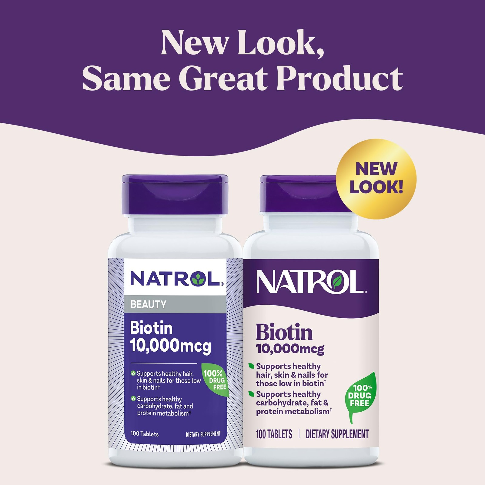 Natrol Beauty Biotin 10,000mcg Vitamins for Beauty, 100 Tablets, 100 Day Sup…