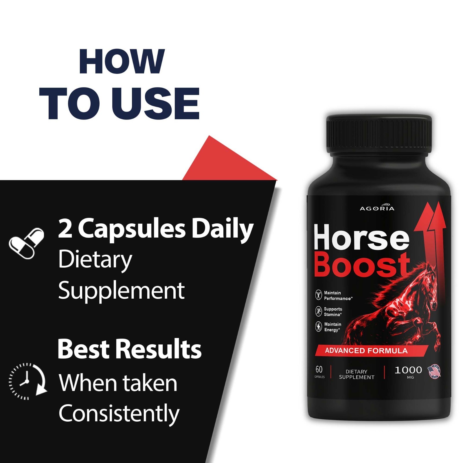 (2 Pack) Horse Boost Pills Male Health Support Formula HorseBoost 120 Capsules