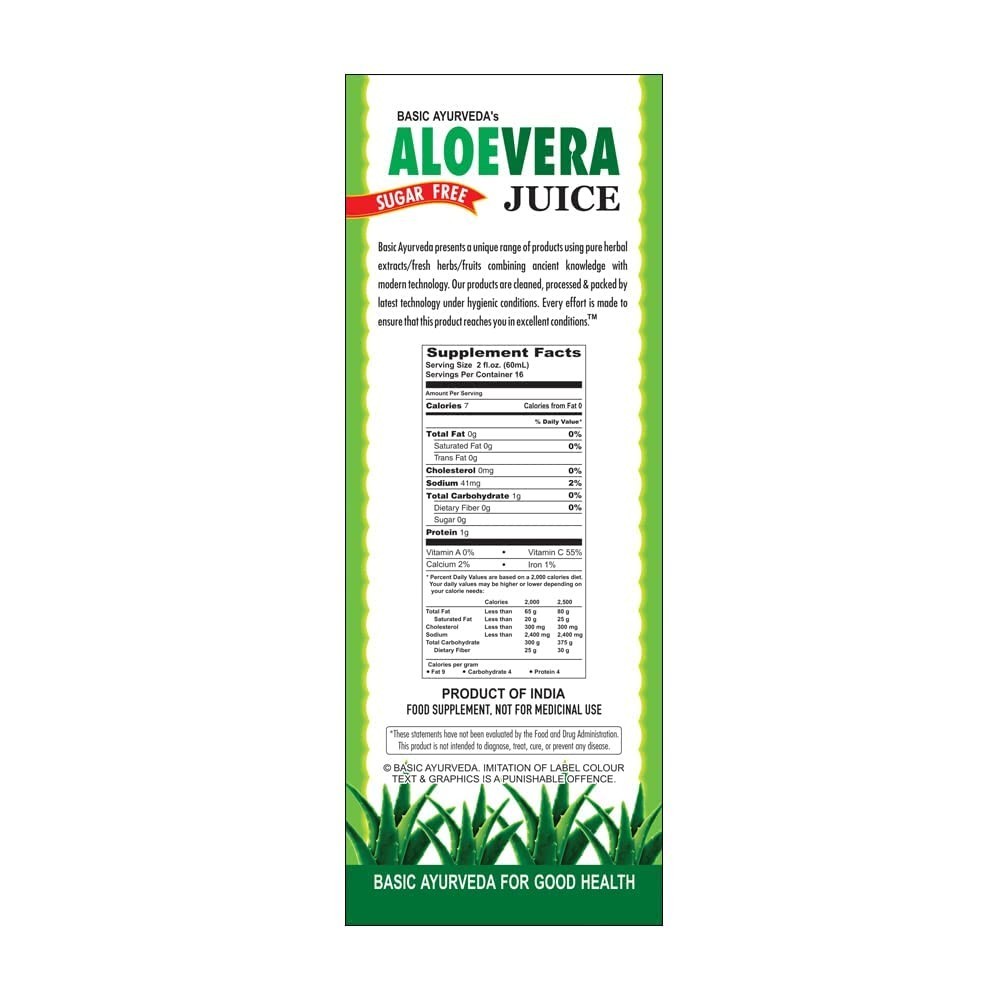 Organic Aloe Vera Juice Sugar Free 32.46 Fl Oz | Pure Whole Leaf Drink for Diges