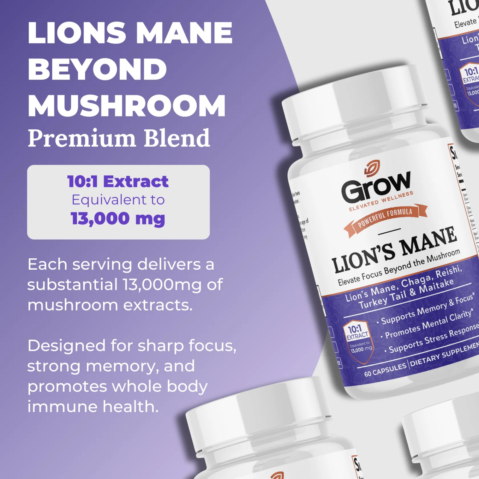 FreshCap Lion’s Mane Mushroom Extract 60 Capsules / Grow Brand