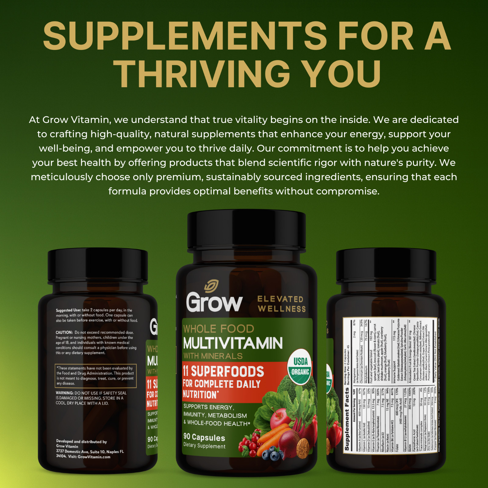 Grow Vitamin, RAW One, Once Daily Multivitamin For Men, 90 Vegetarian Capsules