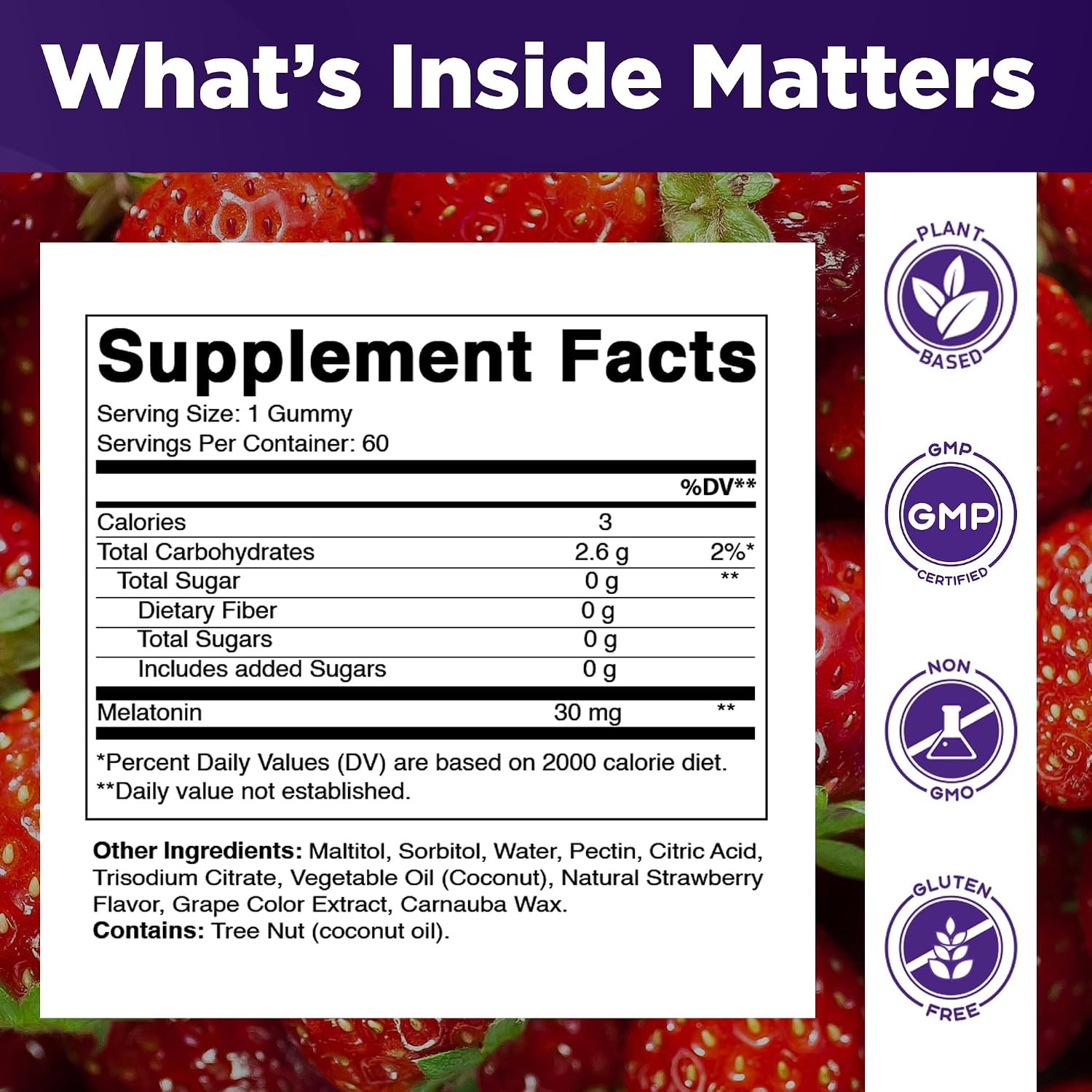 Sugar Free Melatonin 30mg 60mg Gummies 60 Vegetarian Gummies