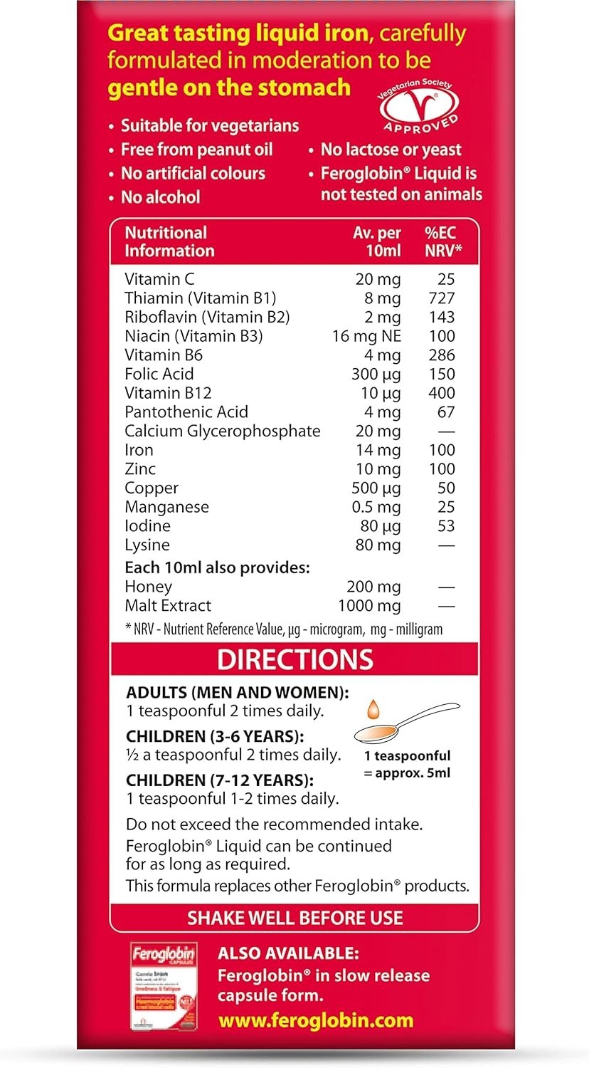 Organic Liquid Supplement 500ml Iron B12 Vitamins Tasty for All Ages