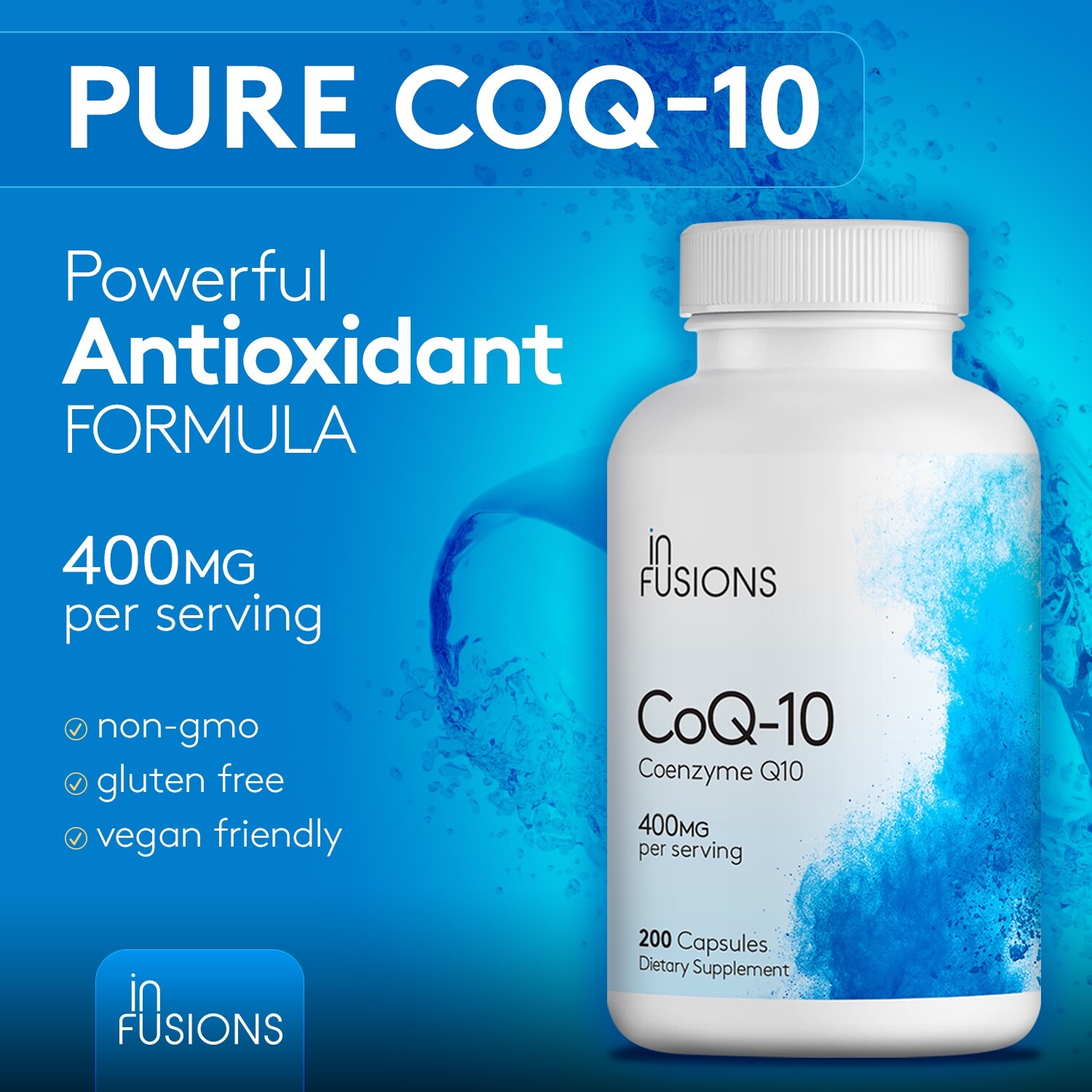 Coenzyme Q-10 400mg Antioxidant, Heart Health support gluten free vegan free shi