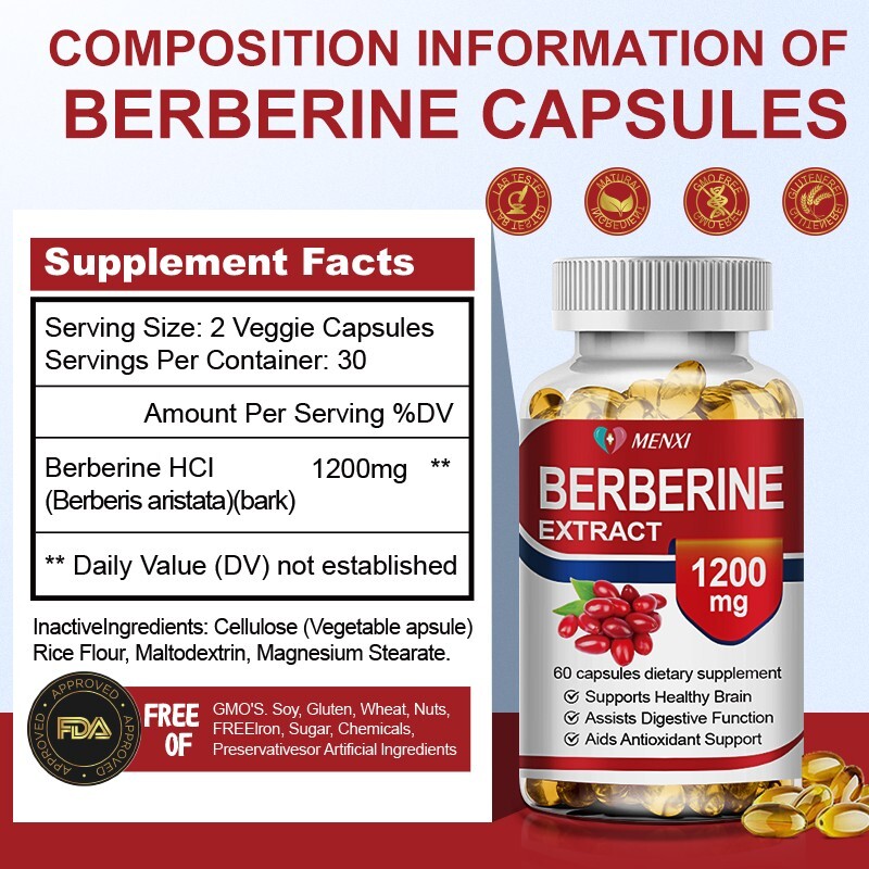Premium Berberine HCL 1200mg High Potency Anti-inflammatory,Blood Sugar Support