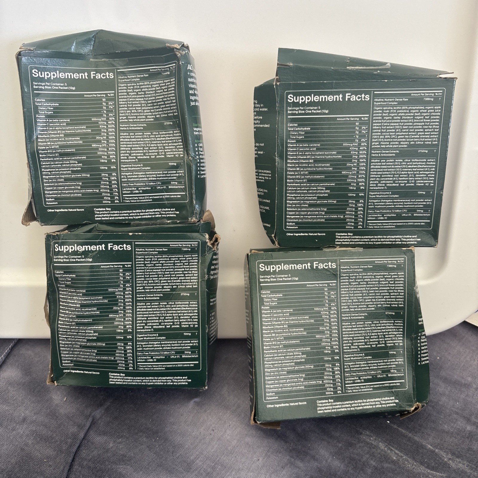 4BOXES Athletic Greens 5Single-Serving Packets AG1Green Food Supple (damaged box