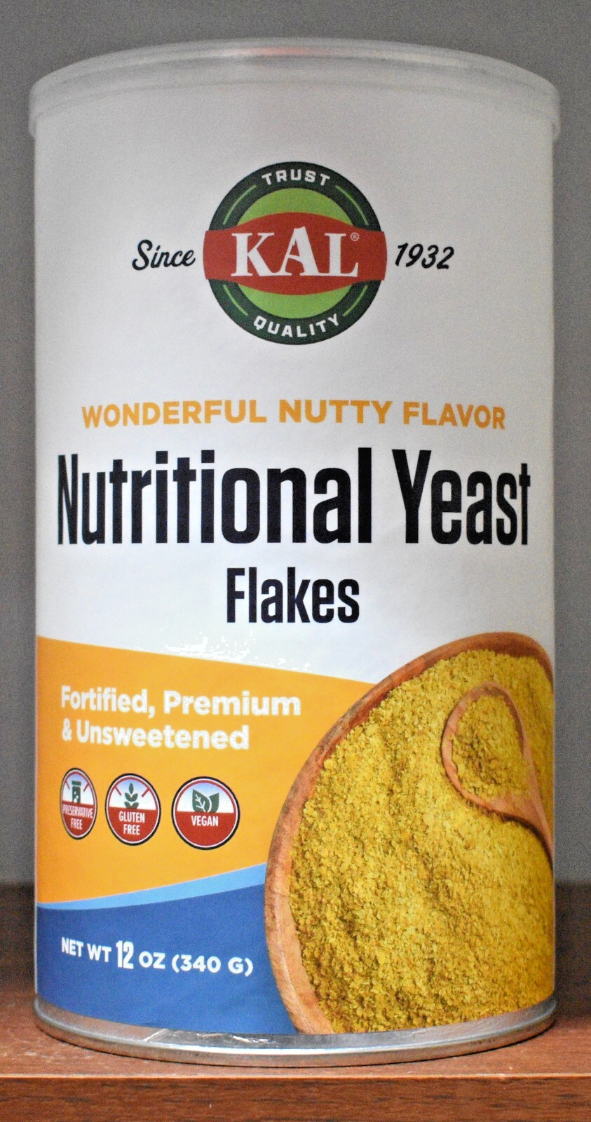 KAL Nutritional Yeast Flakes Unsweetened 12 oz 340 g Fortified Gluten-Free