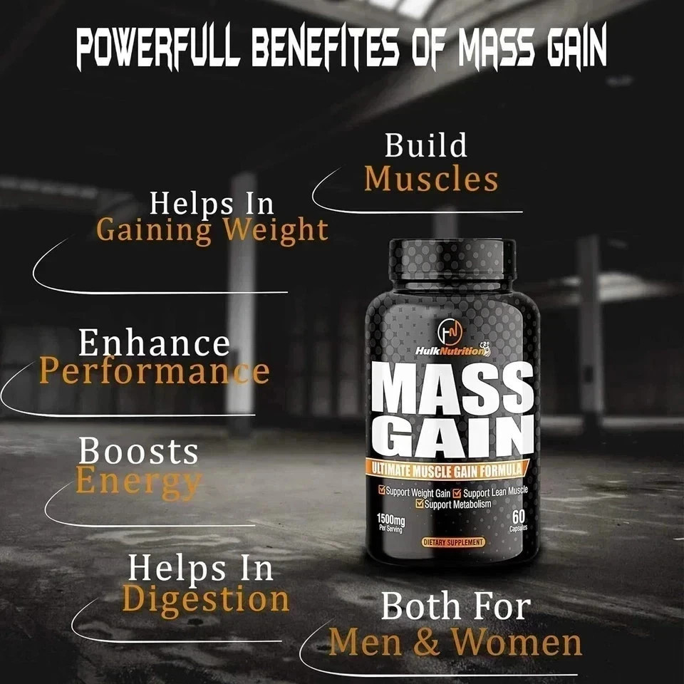 Bulk Mass & Weight Gainer Capsule for Fast Weight & Lean Muscle Gain – Pack of 3