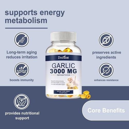 Odorless Garlic 3000mg – Cardiovascular Health, Lower Cholesterol 60pcs/pack US