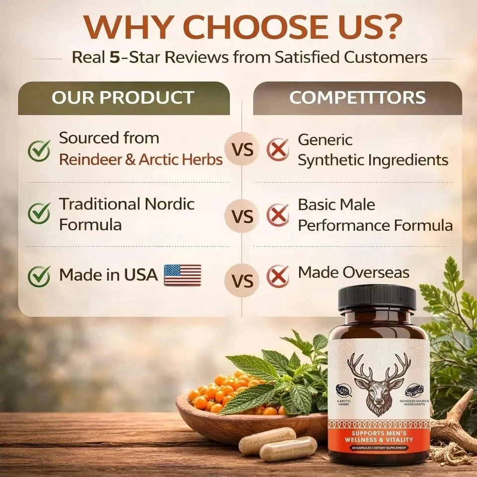 Primal Viking Men’S Overall Well-Being Supplement – Arctic Herbal & Caribou Extr