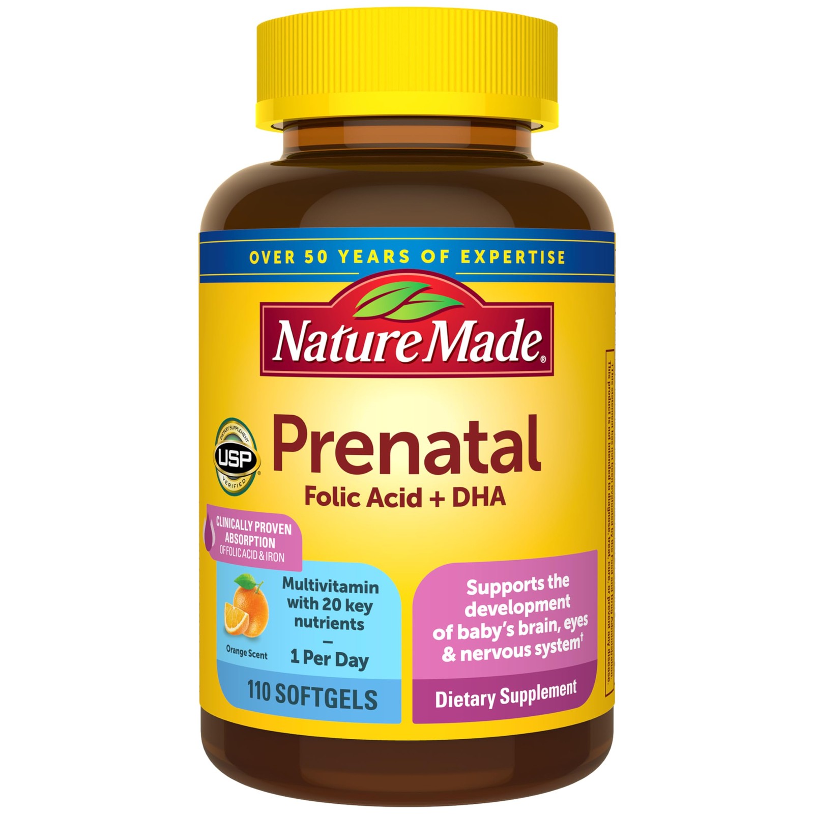 Nature Made Prenatal Vitamins for Women with Folic 110 Count (Pack of 1), Red