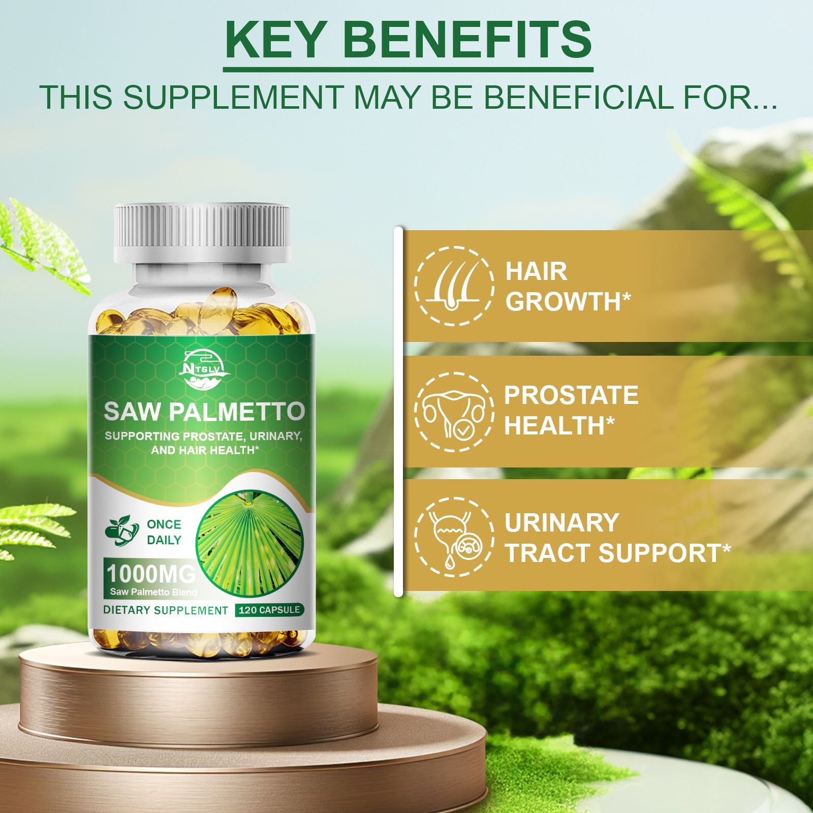 120 Saw Palmetto Capsule Extract 1000mg Prostate Supplement Urinary Health Pills