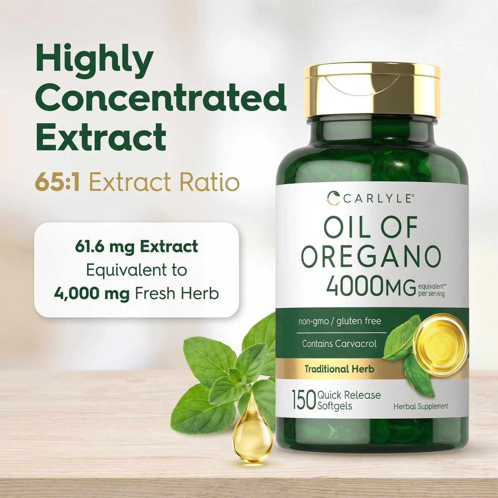 Oil of Oregano 4000mg Softgels Carvacrol Immune Support Non-GMO 450ct