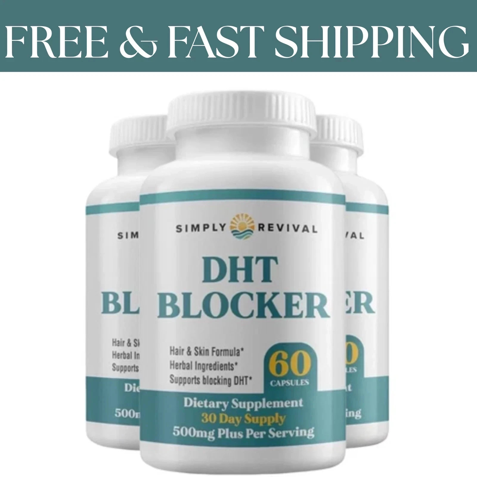 3-Pack Simply Revival DHT Blocker – Promote Healthy Hair Growth – 180 Capsules