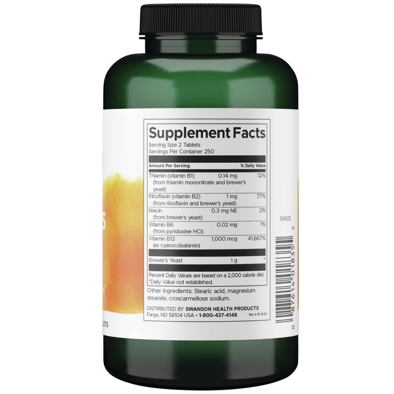 Swanson Brewer’s Yeast B-Complex for Sugar Metabolism & Energy, 500mg, 500 Tabs