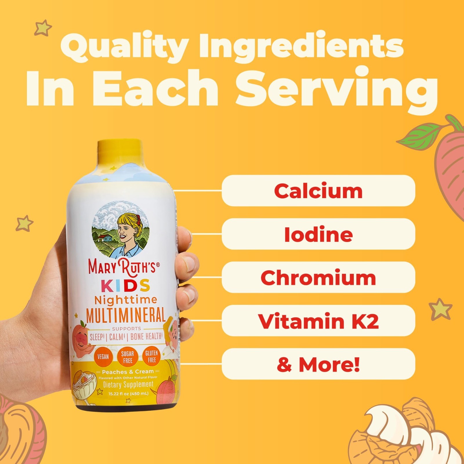 Kids Liquid Nighttime Multimineral Supplement for Bone Health – 15.22 Fl Oz