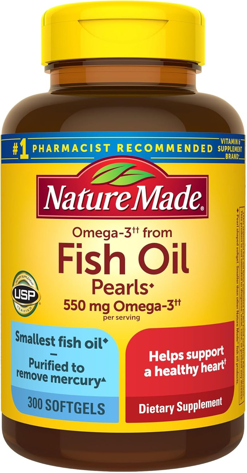 Omega 3 Fish Oil Pearls 550 Mg per Serving, Small Size Fish Oil Supplements a…