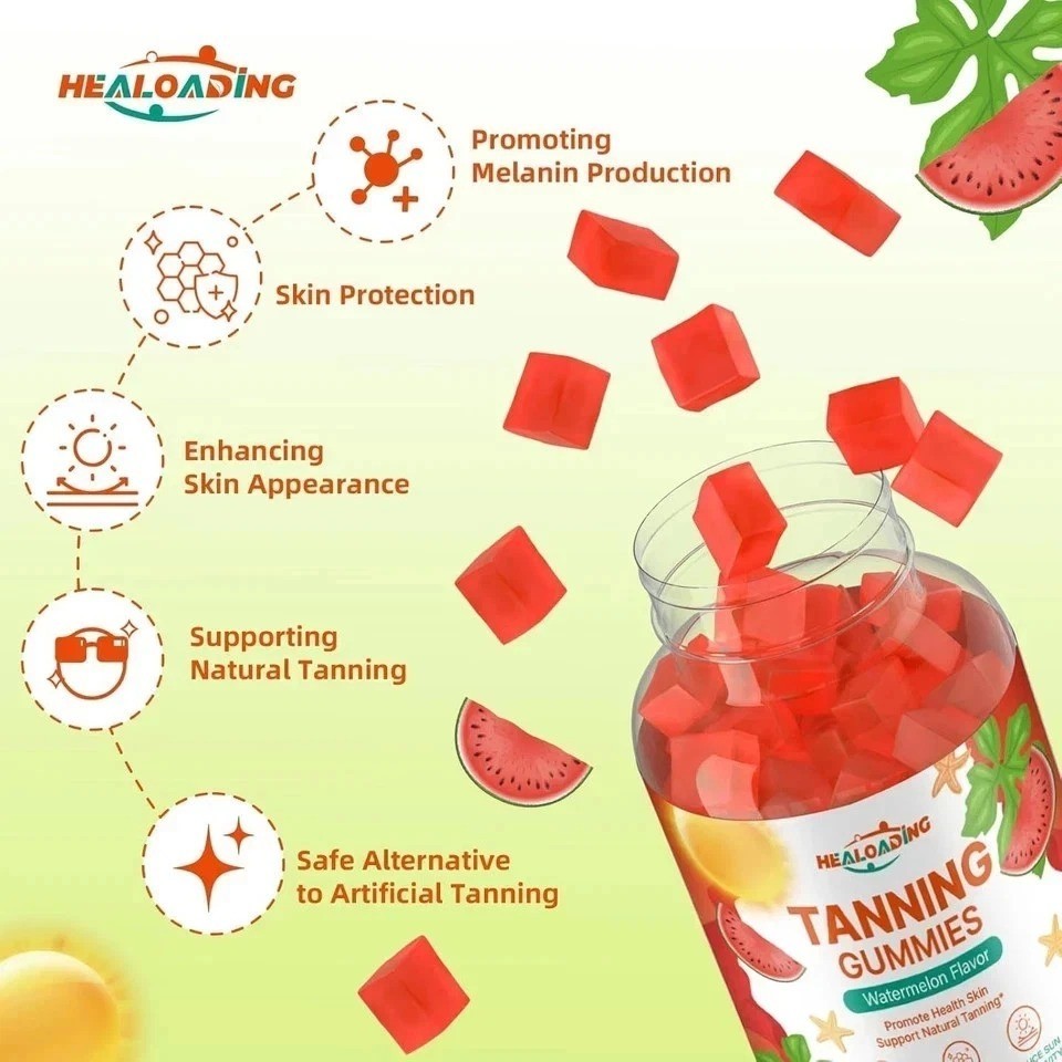Tanning Gummies for Women & men, Tanning supplement with Astaxanthin, Lycopene &