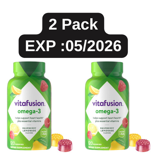 Vitafusion Omega-3 Raspberry Lemonade Flavors 120 Gummies NEW