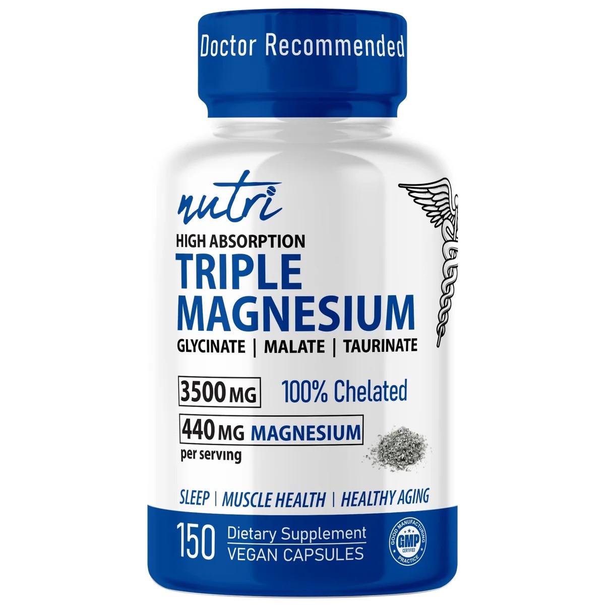 NUTRI Triple Magnesium, High Absorption, 150 Vegan Capsules EXP 11/28