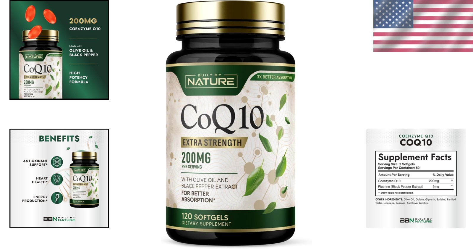 Antioxidant CoQ10 200 mg – Boost Heart Health & Energy in 120 Easy Softgels