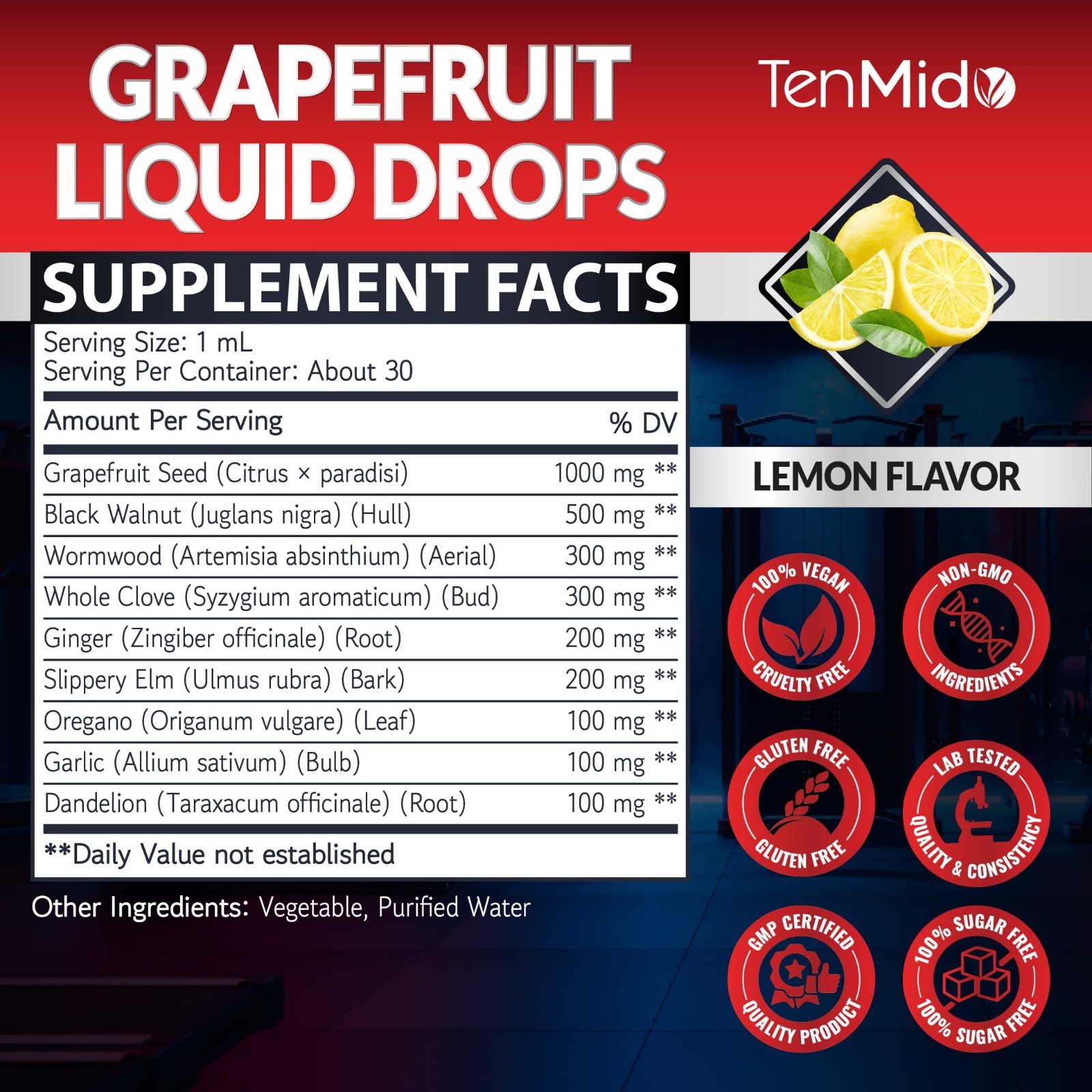 9-in-1 Grapefruit Seed Extract Liquid Supplement with Black Walnut, Wormwood & H