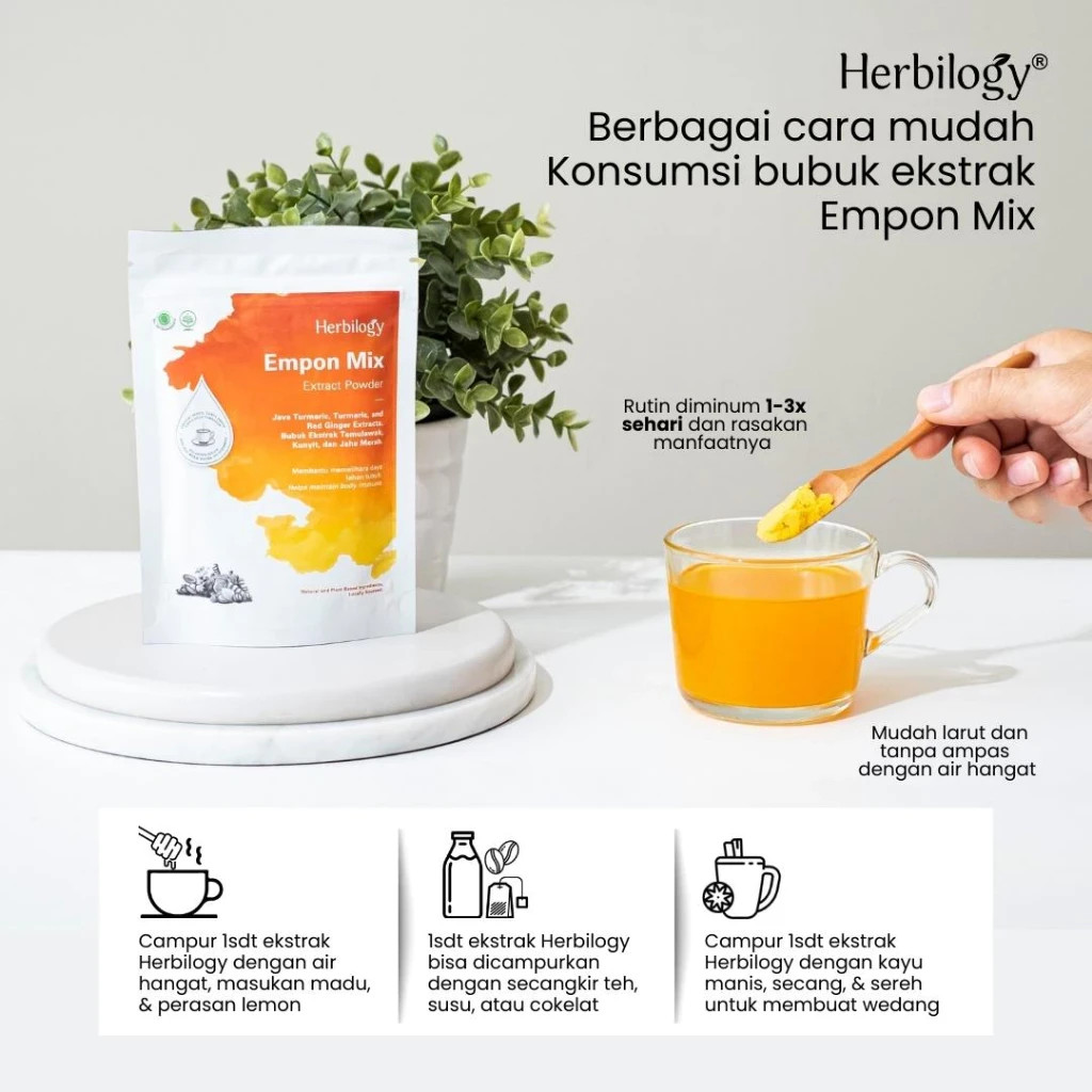 Herbilogy Empon Mix (Turmeric, Javanese Curcuma, and Red Ginger Extract Powder)