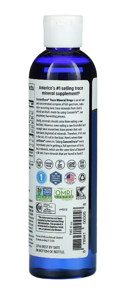 Trace Mineral Research ConcenTrace Mineral Drops 8 oz. Healthy Cells Energy 6/27