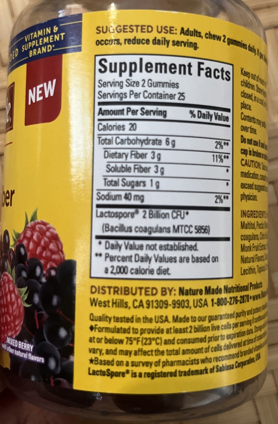 Nature Made Probiotic + Prebiotic Fiber Gummies for 50 Count Exp 4/2027