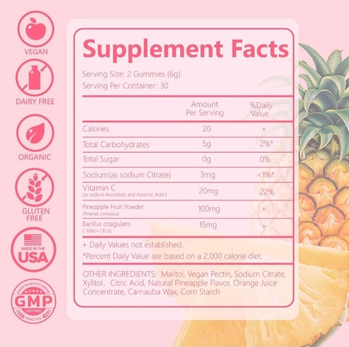 Premium Feminine PH Balance Gummies Hawaiian Pineapple 60 Gummies – 30 Servings