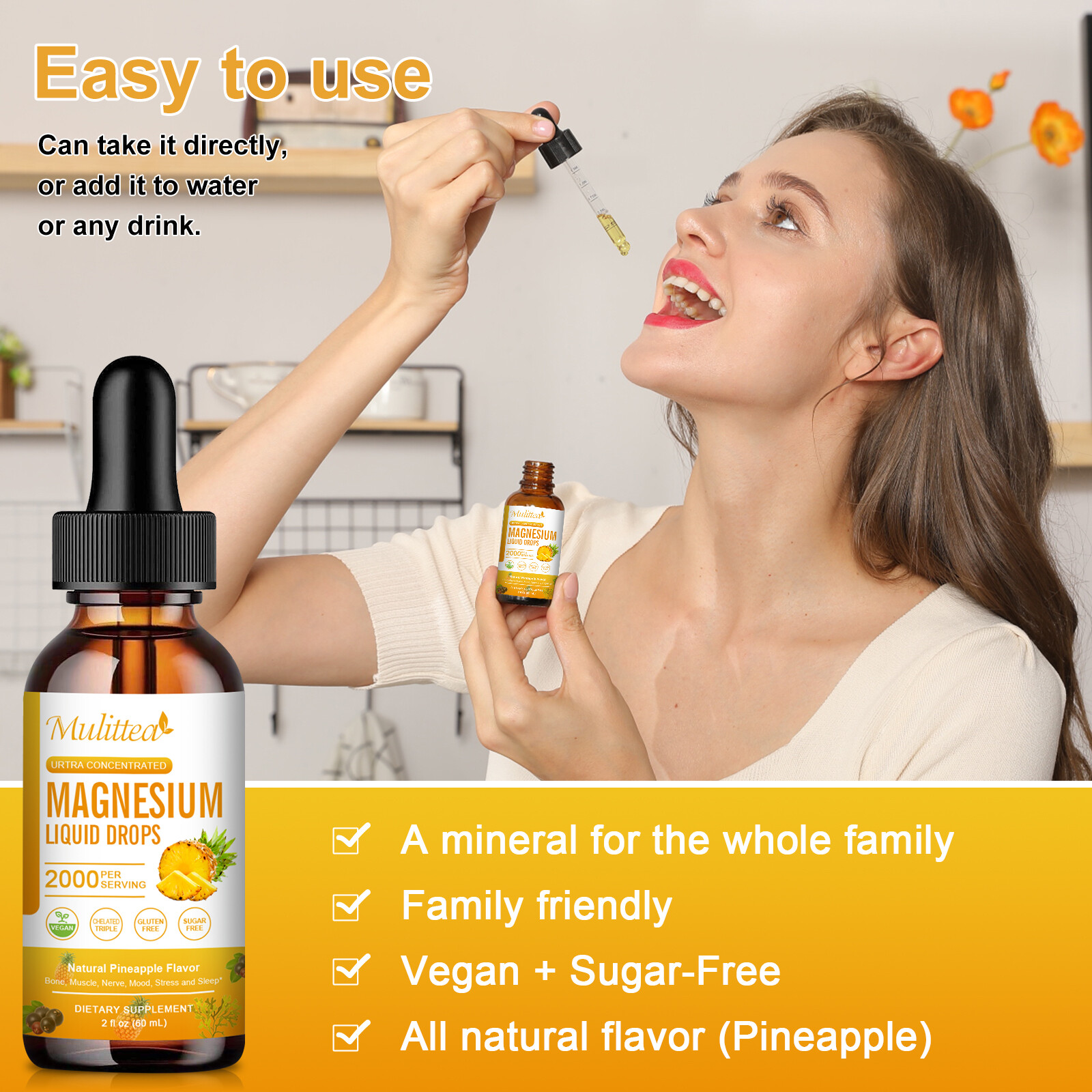 2 Packs Magnesium Liquid Drops, Magnesium Glycinate,Improve Sleep,Anxiety Relief