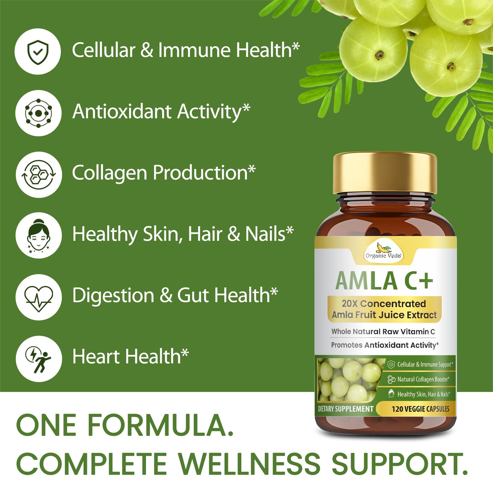Organic Veda Amla Capsules 20 X Concentrated Amla Fruit Juice Extract Natural