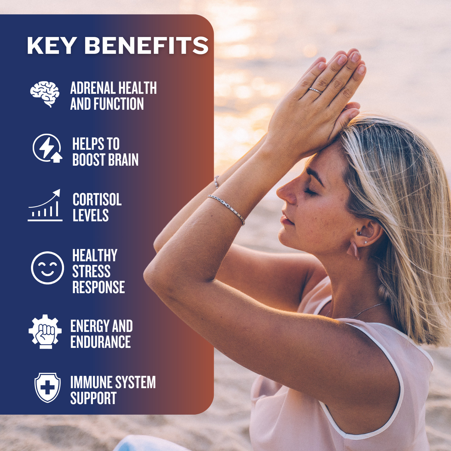Adrenal Support Supplement 2600mg Natural Stress Relief & Cortisol Manager 90ct