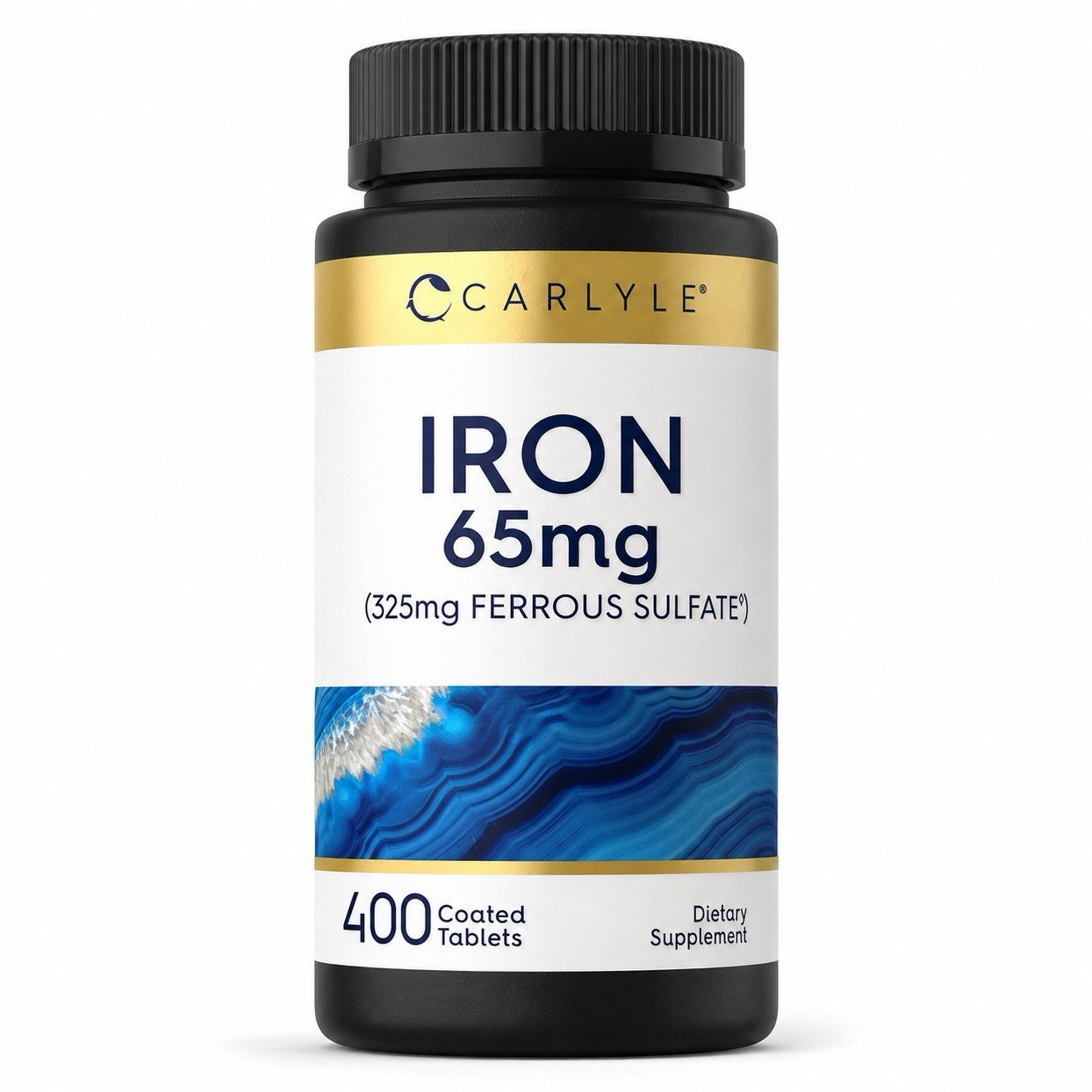 Carlyle Iron 65mg (325mg Ferrous Sulfate) 400 Coated Tablets Non-GMO