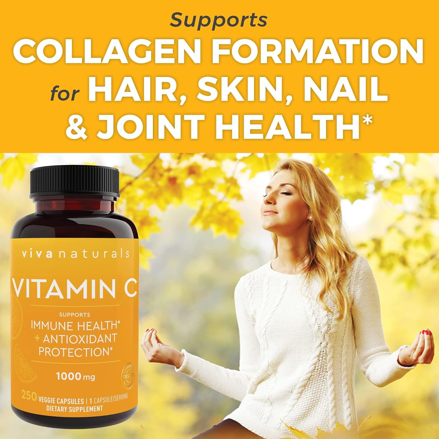 Viva Naturals Vitamin C, 1000 Mg, 250 Capsules Citrus Bioflavonoids EXP:04/27
