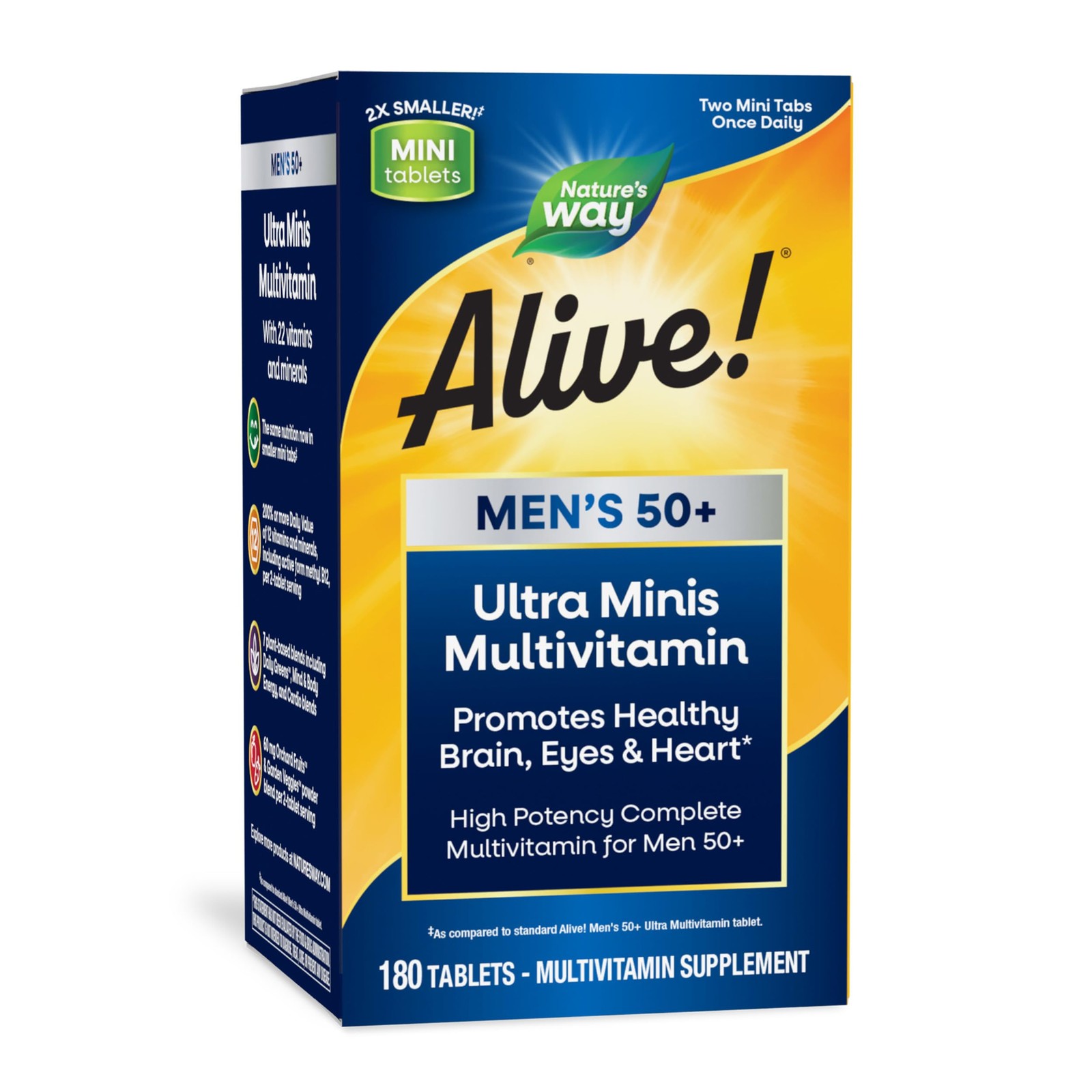 Nature’s Way Alive! Men’s 50+ Ultra Minis Multivitamin, 180 Count (Pack of 1)