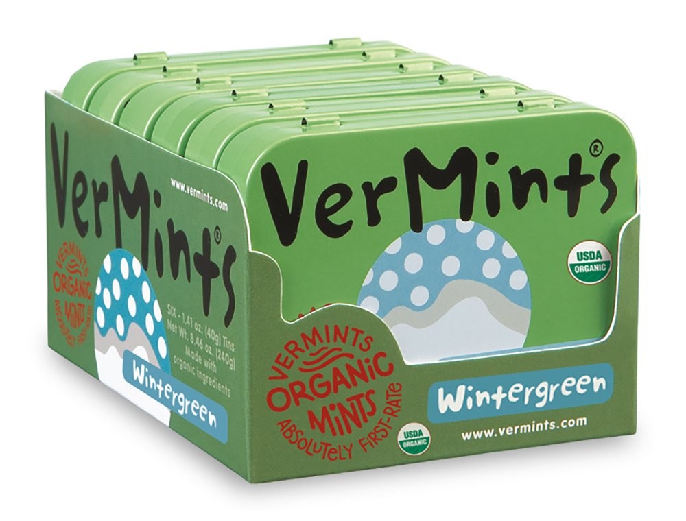VerMints Organic Wintergreen Breath Mints 1.41 oz Pack of 6 Vegan Gluten Free