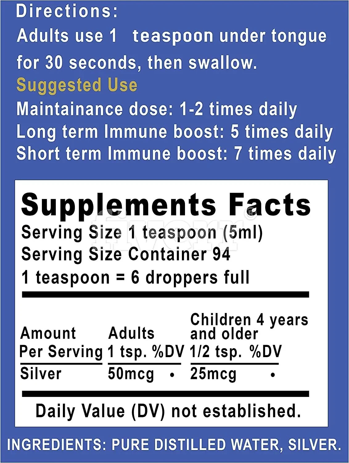 Silver Holistics Real Colloidal Silver Water Liquid Supplement – 16 oz Glass