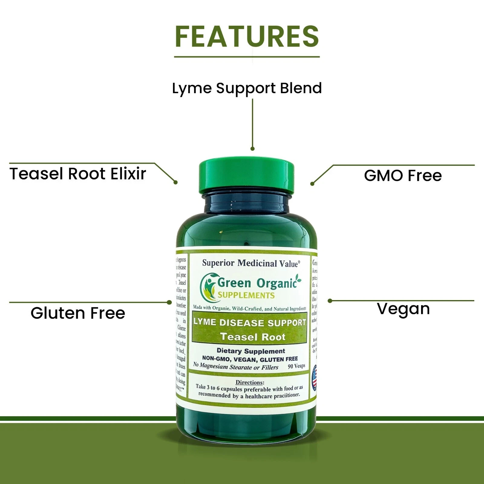 LYME Disease Support Teasel Roots, Knees, Ligaments,90 Vegan cap