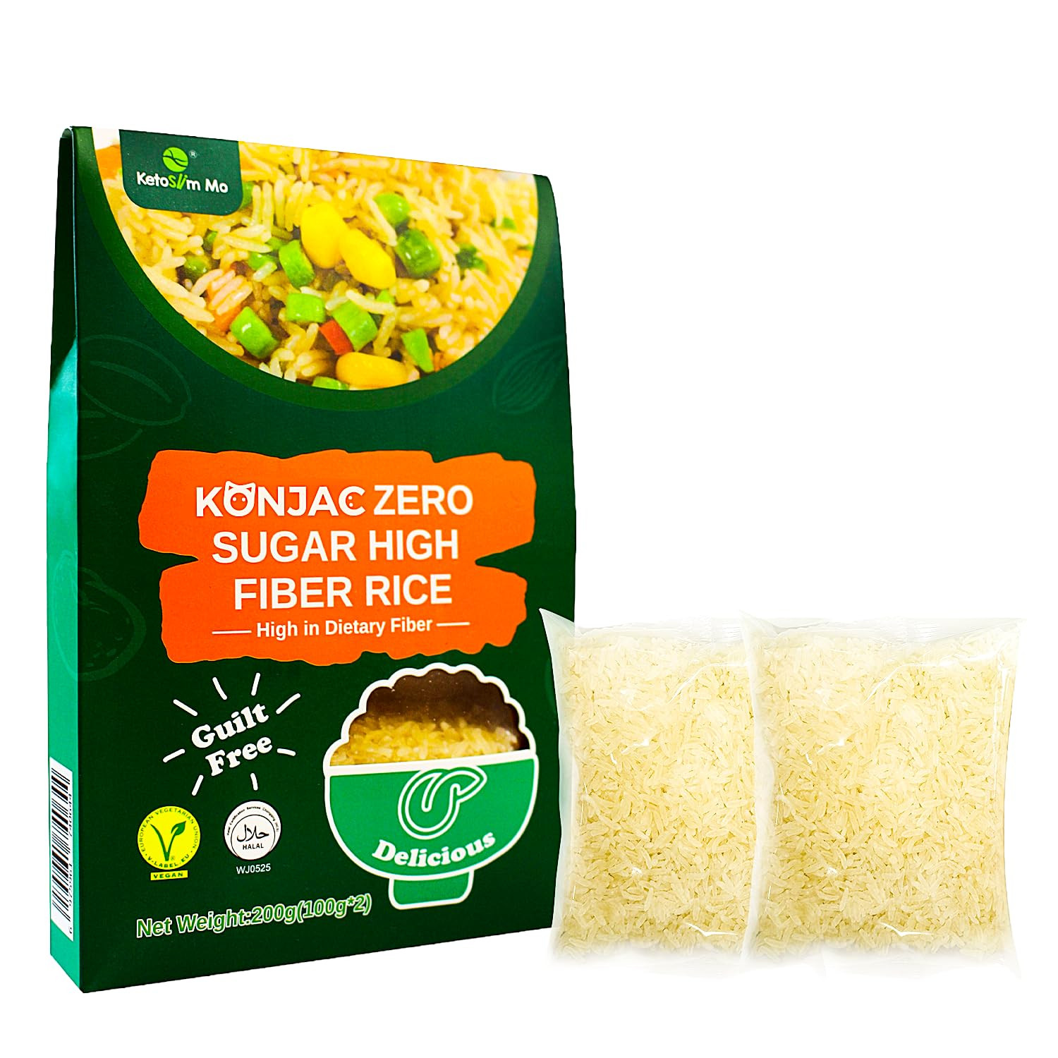 Sunnyside Konnyaku Rice 2 Packs Vegan, Gluten Free, Keto Friendly, Paleo, Kosher